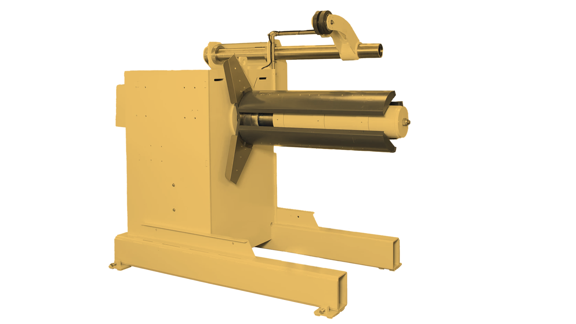 Forstner powered decoiler designed for efficient, high-speed unwinding of metal coils, enhancing productivity in metal sheet processing and coil handling operations.